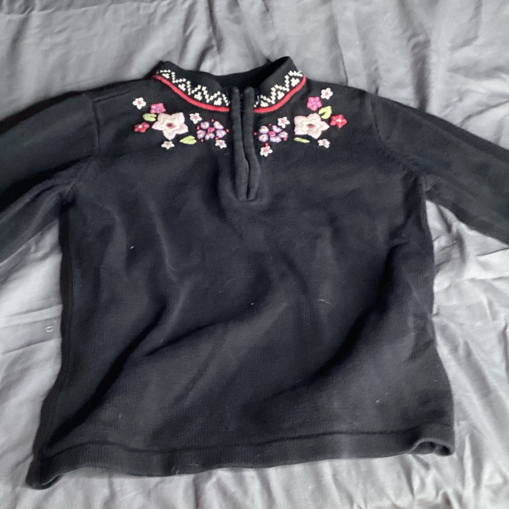 Hanna Andersson Black Sweater with Floral Details